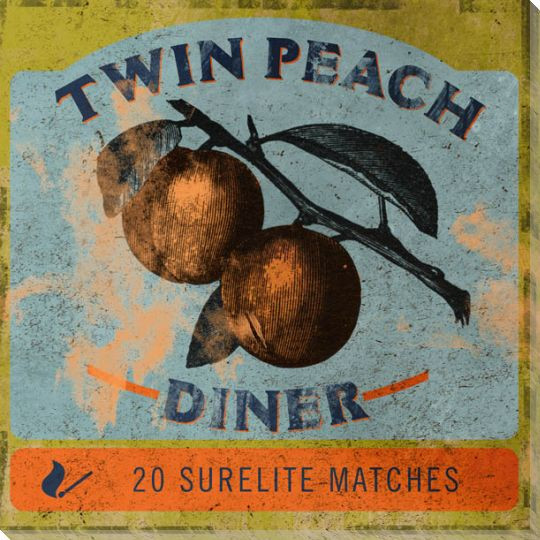 Twin Peach Diner Matchbook Wrapped Canvas Giclee Print Wall Art