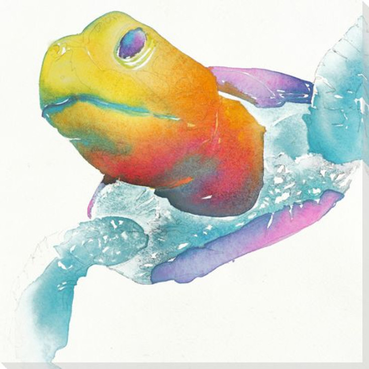 Sea Turtle Swimming Wrapped Canvas Giclee Print Wall Art