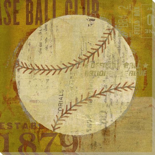 Baseball Wrapped Canvas Giclee Print Wall Art