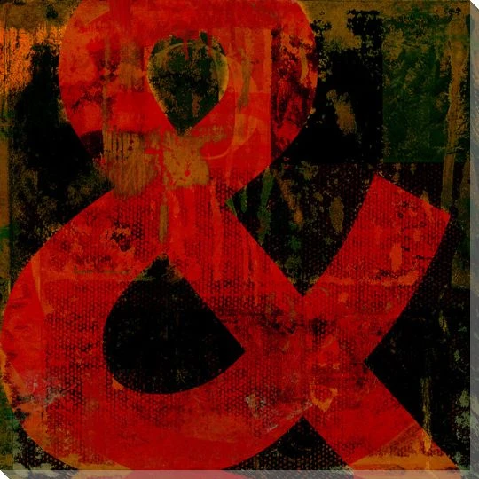 Red Ampersand Symbol Wrapped Canvas Giclee Print Wall Art