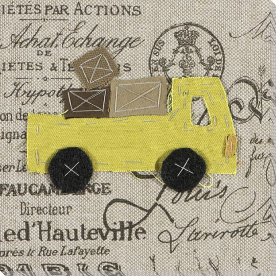 Yellow Truck Wrapped Canvas Giclee Print Wall Art