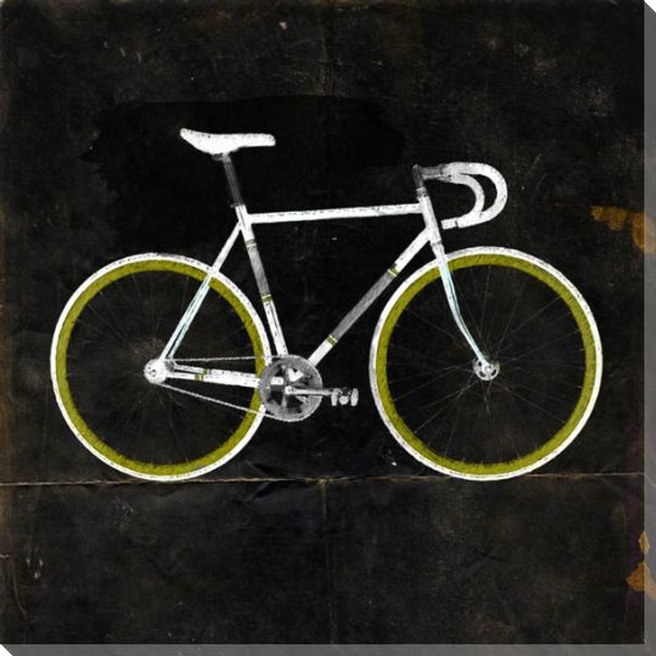 Green Racer Bike Dark Wrapped Canvas Giclee Print Wall Art