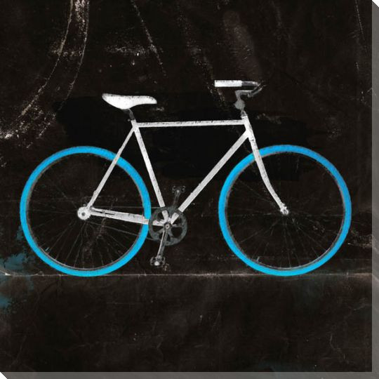 Blue Mountain Bike Dark Wrapped Canvas Giclee Print Wall Art