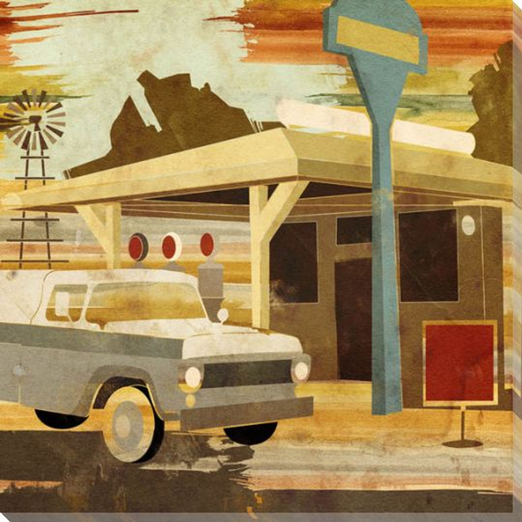 Main Street Service One Truck Wrapped Canvas Giclee Print Wall Art