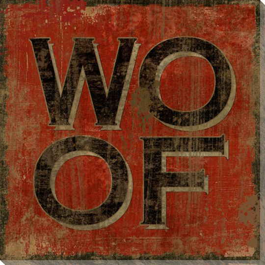 "Woof" Wrapped Canvas Giclee Print Wall Art