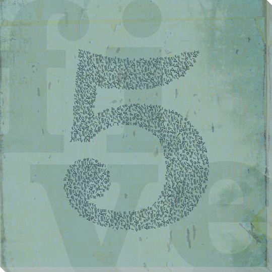 Word Play "Five" Wrapped Canvas Giclee Print Wall Art