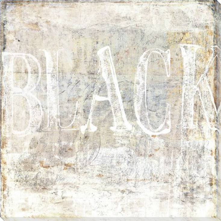 "Black" on White Block Wrapped Canvas Giclee Print Wall Art