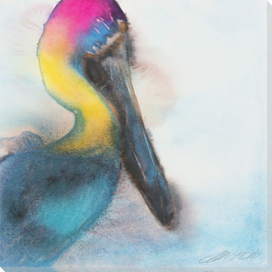Old Joe Pelican Bird Wrapped Canvas Giclee Print Wall Art