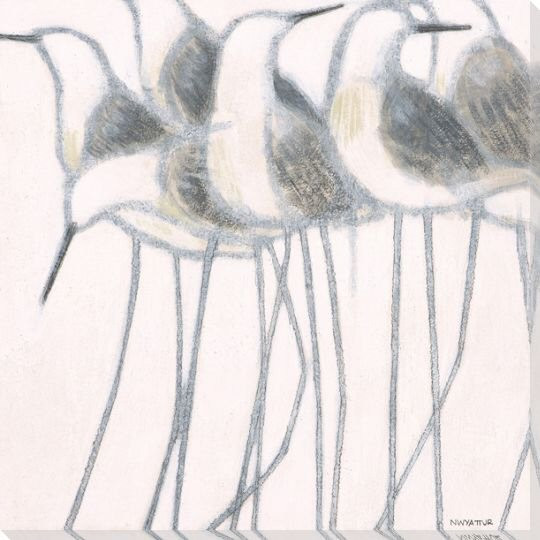 Whitewashed Sandpiper Birds II Wrapped Canvas Giclee Print