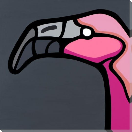 Flamingo Bird Facing Left Wrapped Canvas Giclee Print Wall Art