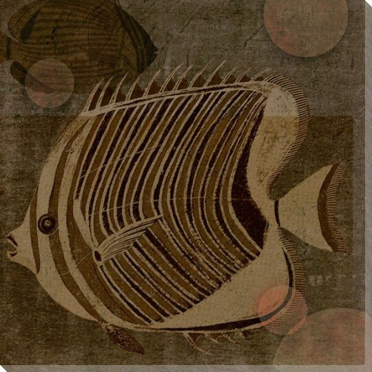 Fish Bubbles Three Wrapped Canvas Giclee Print Wall Art