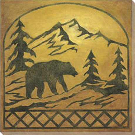 Lodge Bear Silhouette Wrapped Canvas Giclee Print Wall Art