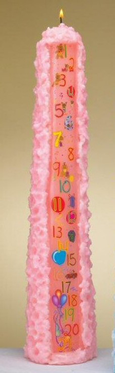 15" Pink Baby Shower Pillar Candles, Set of 12