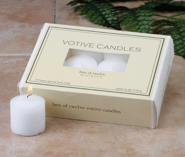 10 Hour White Votive Candles, Set of 24