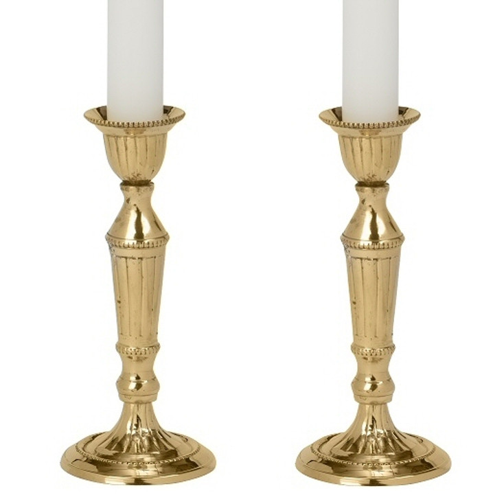 5.5" Festive Brass Taper Candle Holders, Set of 2
