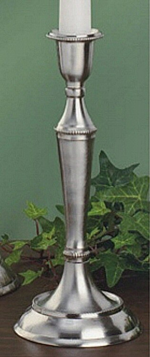 8.25" Festive Pewter Taper Candle Holders, Set of 2