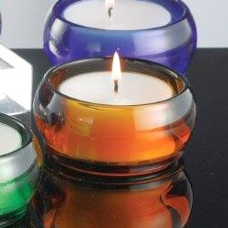 Amber Glass Tea Light Candle Holders, Set of 6