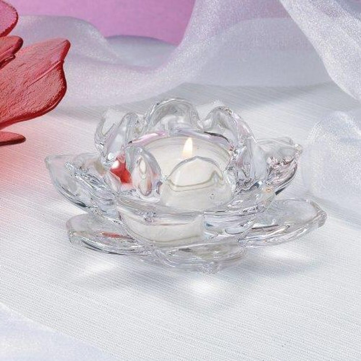 Lotus Glass Tea Light Candle Holders, Set of 4