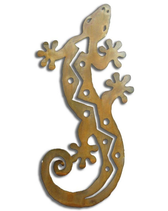 S Shaped Gecko Lizard Rust Metal Wall Art