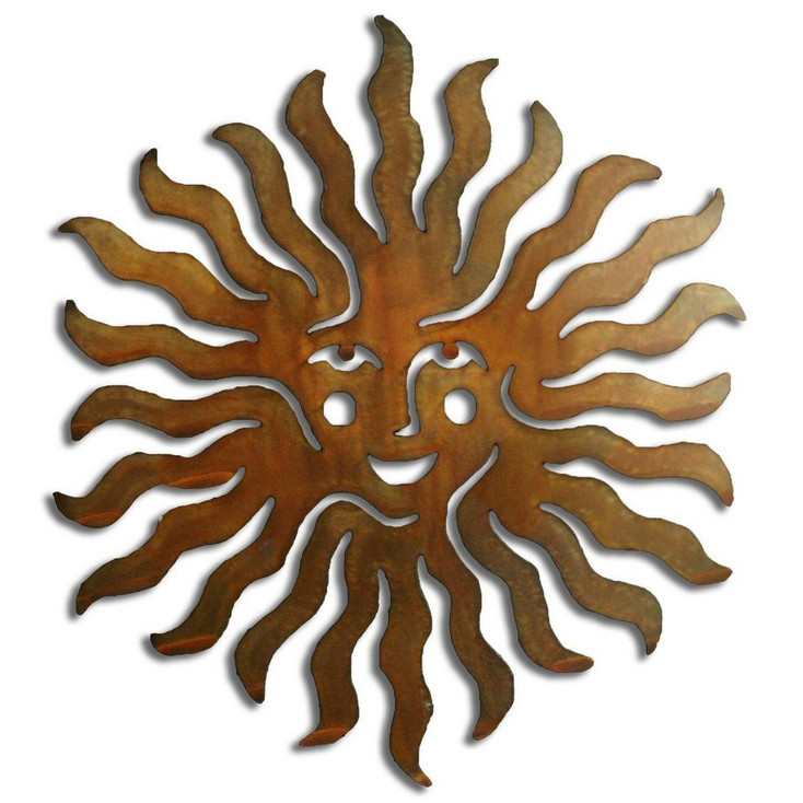 Sprite Sun Face Rust Metal Wall Art