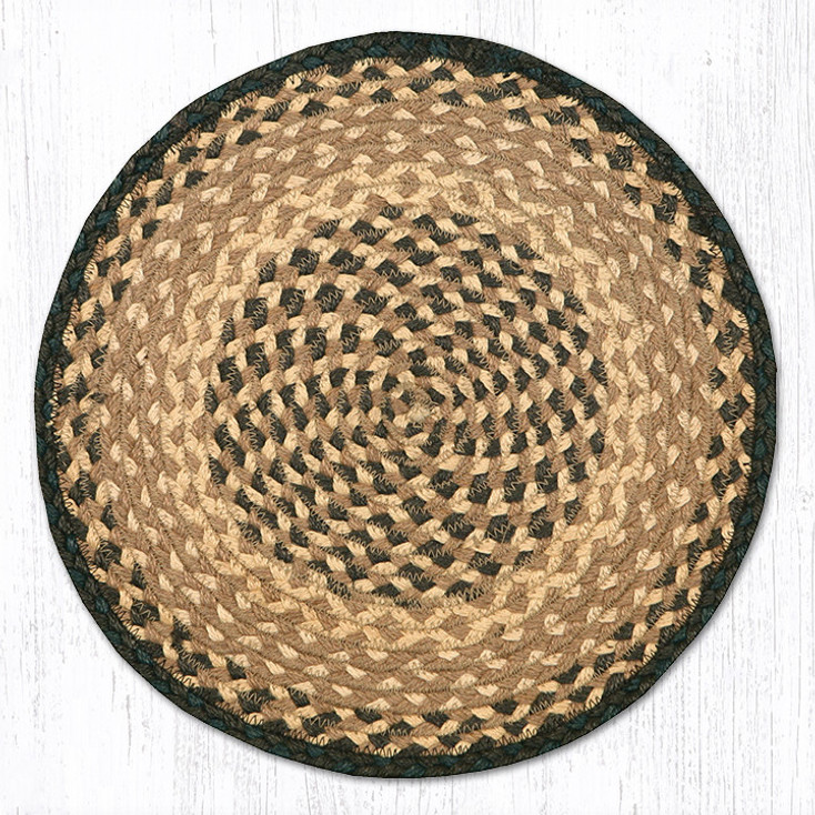 15.5" Chocolate Natural Braided Jute Chair Pad, Set of 2