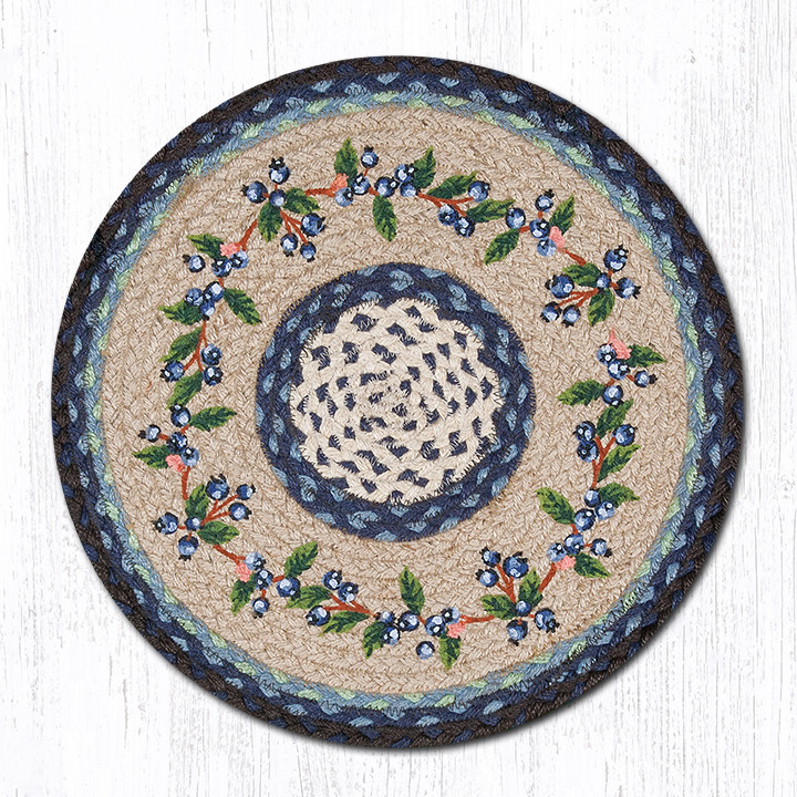 Blueberry Vine Braided Jute Chair Pad 15.5in