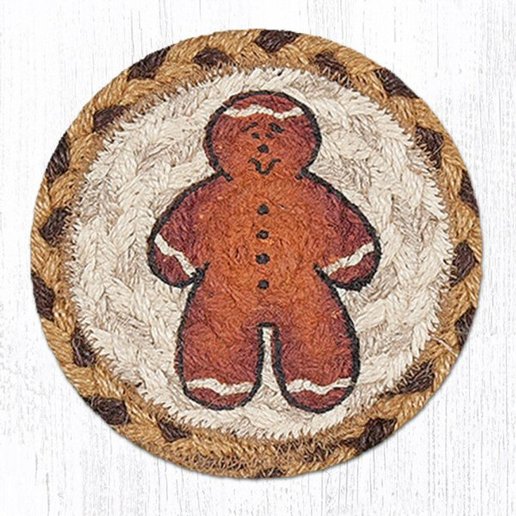 Gingerbread Man Braided Jute Coasters, Set of 8