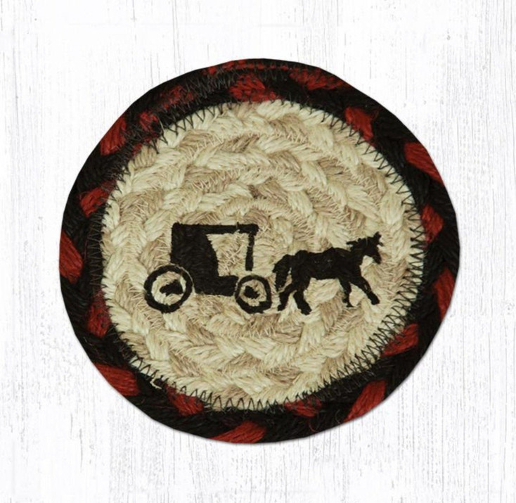 Amish Buggy Braided Jute Coaster