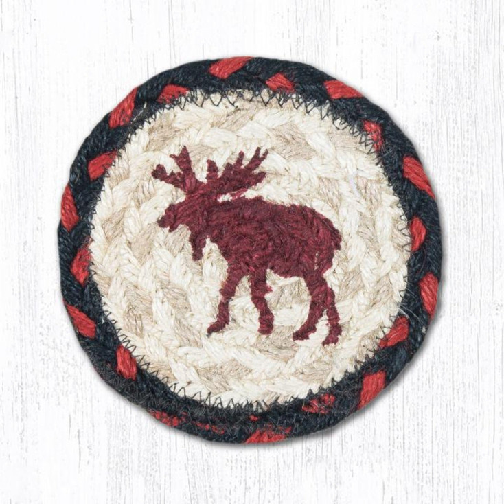 Moose Braided Jute Coaster