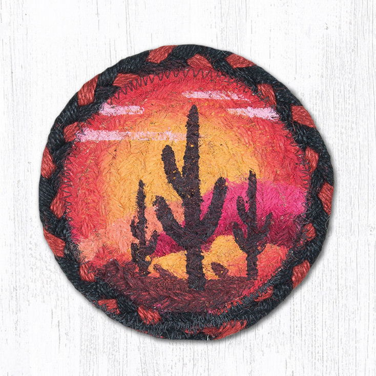 Desert Sunset Braided Jute Coaster