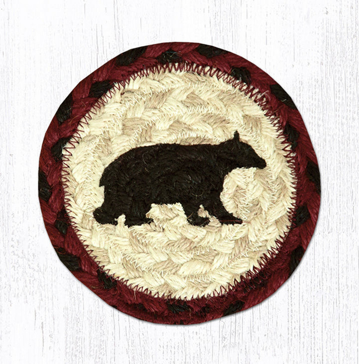 Cabin Bear Braided Jute Coaster