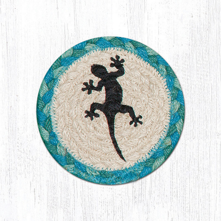 Gecko Lizard Braided Jute Coaster