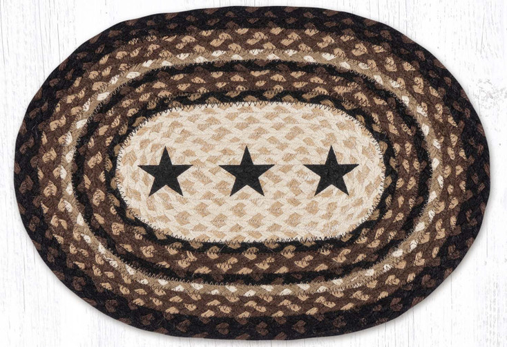 Black Stars Braided Jute Oval Placemat