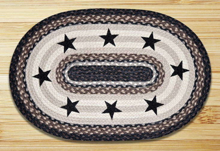 Black Stars Braided Jute Oval Placemat, Set of 2