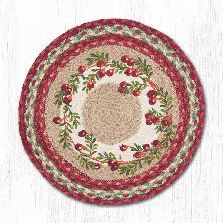 Cranberries Braided Jute Round Placemats by Harry W. Smith, Set of 2