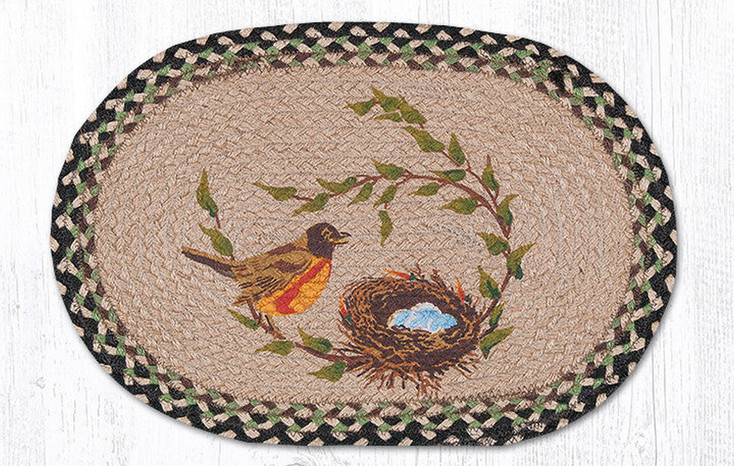 Robins Nest Braided Jute Oval Placemat by Diane Kwasnik