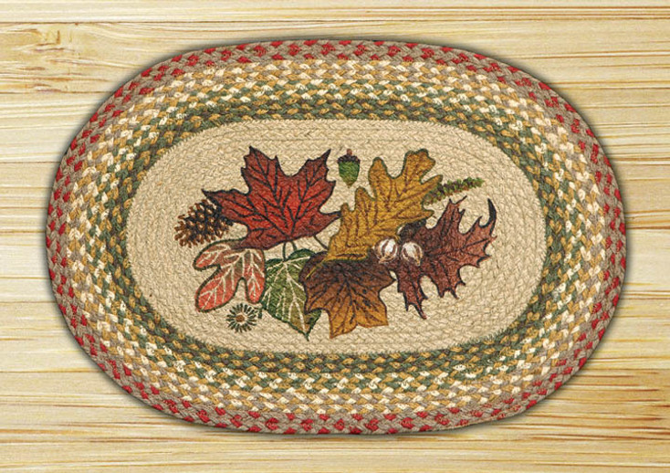 Autumn Leaves Braided Jute Oval Placemat, Set of 2