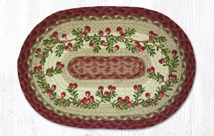 Cranberries Braided Jute Oval Placemat by Harry W Smith