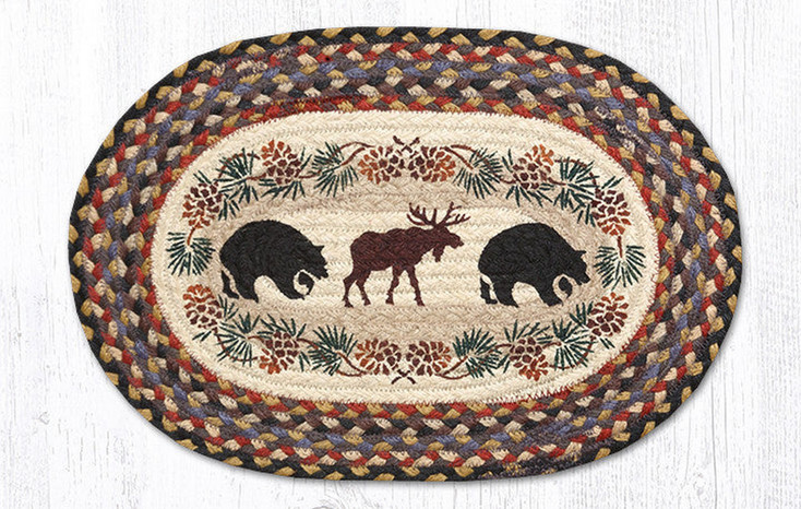 Bears and Moose Braided Jute Oval Placemat