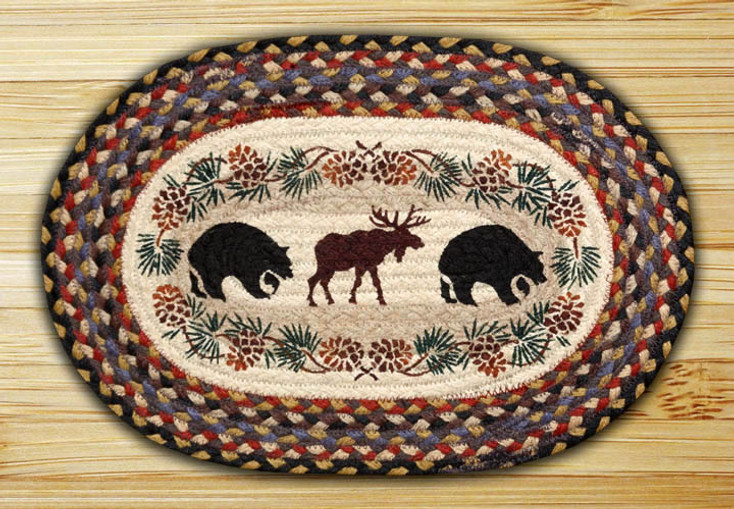 Bears and Moose Braided Jute Oval Placemat, Set of 2