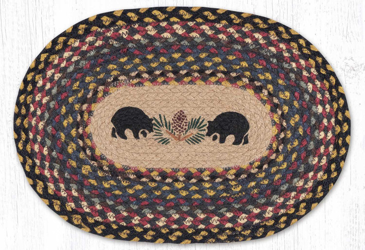 Black Bears Braided Jute Oval Placemat