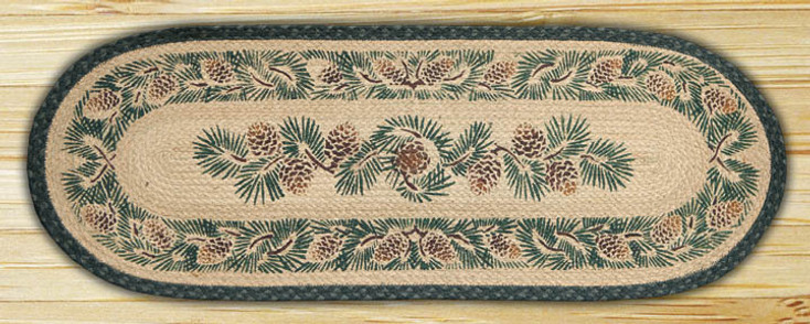 13" x 36" Pinecone Braided Jute Oval Table Runner