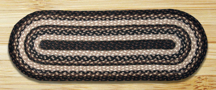13" x 36" Mocha Frappuccino Braided Jute Oval Table Runner