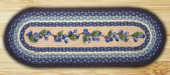 13" x 36" Blueberry Vine Braided Jute Oval Table Runner