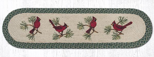 13" x 48" Red Cardinal Birds Jute Oval Table Runner by Harry W. Smith