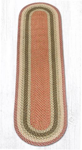 2' x 8' Olive Burgundy Gray Braided Jute Oval Runner Rug