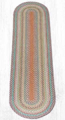 2' x 8' Multi Color Braided Jute Oval Runner Rug