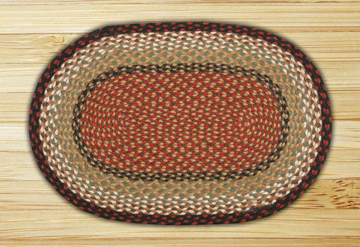 20" x 30" Burgundy Mustard Braided Jute Oval Rug