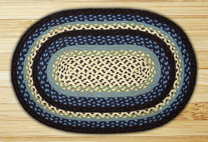 20" x 30" Blueberry Cream Braided Jute Oval Rug