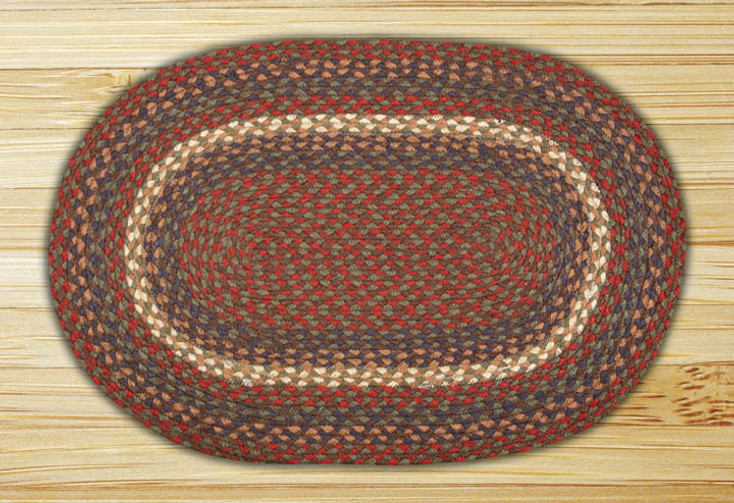 20" x 30" Burgundy Gray Braided Jute Oval Rug